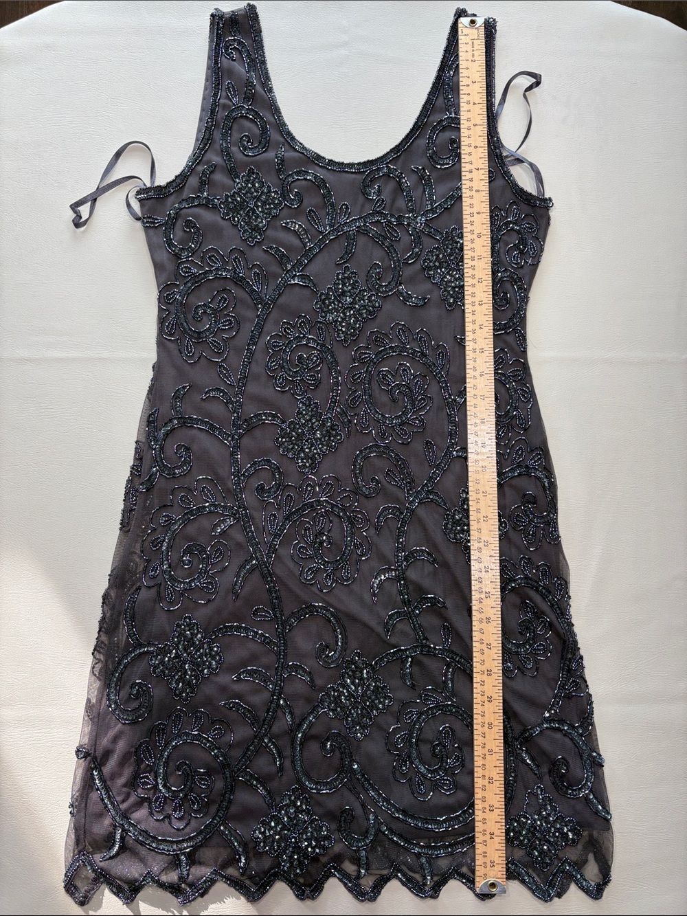 Embellished Black Beaded Sleeveless Flapper Cocktail Dress - Picture 11 of 16